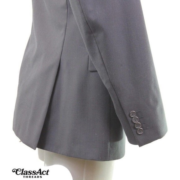 Egara 2 Piece Suit Slim Fit Blue 2 Btn Wool Blend 42L Flat Front 36" Waist - Picture 6 of 11